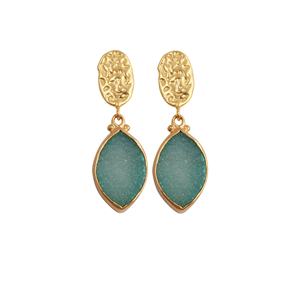 Boucles d'oreilles en forme de marquise en pierre précieuse Druzy rose fait à la main Bijoux de mode en plaqué or texturé avec un design unique de goujons - Product Image 5