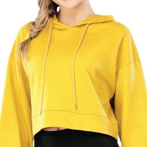 Haut court élégant à manches longues pour femme, sweat à capuche tendance avec cordon de serrage, collection saisonnière en promotion - Product Image 5