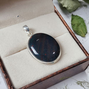 Colgante Cabujón Ovalado de Piedra Sanguínea al por Mayor en Plata de Ley 925 |   Joyería de Piedras Semipreciosas - Product Image 5