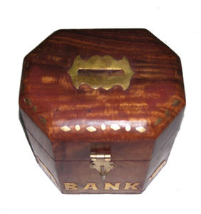 Tirelire en bois poli écologique faite à la main, boîte à monnaie, cadeau d'anniversaire pour enfants, garçons, filles, adultes, avec incrustation en laiton et bois de rose - Product Image 3