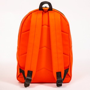 Orange matte leather <b>backpack</b> simple casual eco-friendly bag <b>black</b> webbing logo bag - Product Image 4
