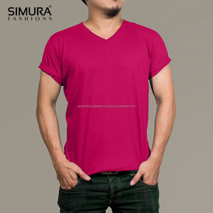เสื้อยืดคอกว้างแขนสั้นผู้ชาย SIMURA ผ้าฝ้าย 100% สีพื้นเรียบ สวมใส่สบาย ทรงปกติ ผ้าถัก ย้อมสีน้ำเงิน - Product Image 5