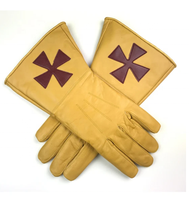 Vente en gros de gants en cuir noir maçonniques brodés Templiers Malte Regalia Gants pour usage quotidien