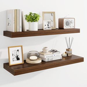 Teak Wood with Cognac Leather wooden <b>wall</b> <b>shelves</b> and <b>floating</b> <b>shelves</b> OEM Custom Wholesale | Aqdus Saleem India - Product Image 4