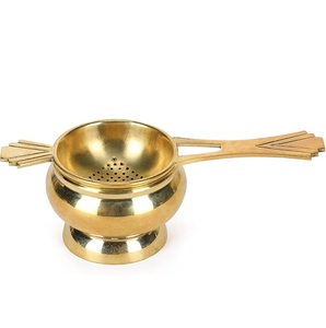 Premium brass <b>tea</b> strainer with wooden handle and deep bowl fine mesh loose leaf <b>tea</b> filter reusable traditional <b>tea</b> <b>infuser</b> new - Product Image 3