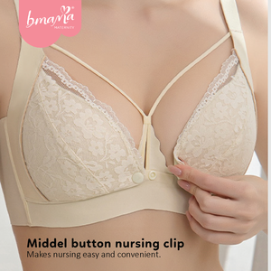 Soutien-gorge sexy en dentelle sans armatures, antibactérien, respirant, à bonnets 3/4, avec bretelles réglables, pour la maternité, l'allaitement, la grossesse et le sommeil - Product Image 2