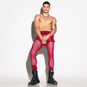 Leggings en résille pour hommes, collants de plage, pantalons en maille transparente, leggings en maille 100% polyester à séchage rapide pour hommes - Product Image 1