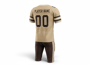 Ensemble de maillots de football américain personnalisés pour hommes, col en V, manches courtes, sublimation, tissu respirant, pantalon à taille élastique - Product Image 4