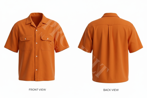 Camisa de Vestir de Manga Corta de Mezclilla Personalizada Pro Felt con Bolsillos Delanteros, Ropa Casual Elegante para Hombre, Camisa Ligera con Botones - Product Image 3