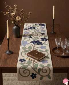 Handmade Luxury Customized Shape Red <b>Gold</b> Embroidered Eco-Friendly Dining <b>Table</b> <b>Runner</b> - Product Image 2