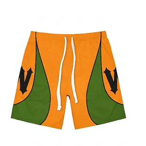 Shorts coupe-vent pour femme en micro-polyester premium 120 GSM, noir et blanc avec empiècements latéraux, impression par sublimation, logo personnalisé. - Product Image 3
