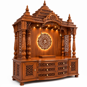 Traditional South Indian Style Temple with Grand Gopuram Custom Luxury Wooden Temple for Home Wholesale Luxury Wooden <b>Mandir</b> - Product Image 2