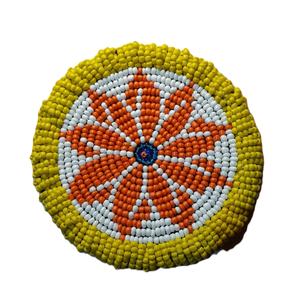 Aplique bordado con cuentas de semilla, parche naranja para chaquetas, parches bordados con cuentas con diseños tribales - Product Image 3