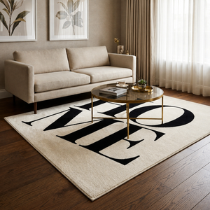 Tapis rectangulaire moderne à motifs floraux tuftés à la main, noir et blanc, pour salon, prière et voyage - Product Image 5