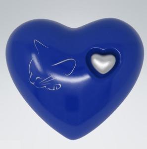 Urne commémorative rouge avec imprimé chat doré et mini cœur pour cendres, Cœur pour cendres funéraires en métal laiton/aluminium - Product Image 2