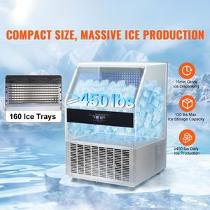 Macchina Professionale per Produzione Ghiaccio, Autoportante, 160 Cubetti, 12-15 Minuti, 450 lbs/24H, Capacità Ghiaccio 130 lbs - Product Image 2