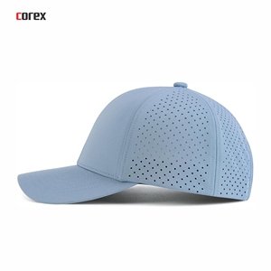 Light Blue Laser Cut 6-Panel <b>Baseball</b> <b>Cap</b> Breathable Waterproof Mesh 3D Embroidery Button Adjustable Unisex Sporty Outdoor - Product Image 3