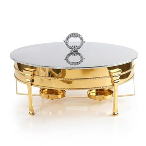 Luxury stainless steel chafing dish <b>buffet</b> <b>warmer</b> with stand fuel holder hotel catering food <b>warmer</b> oval serving dish - Product Image 4
