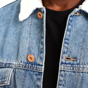 Best Quality Casual Cotton Denim Jacket for Men Custom Logo Designer OEM Jean Male Coats for Winter for <b>Boys</b> - Product Image 4