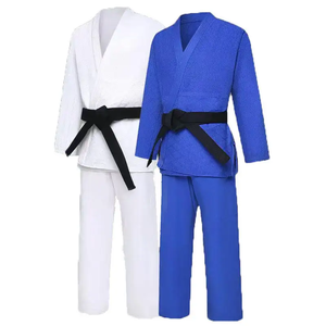 Kimono de judo bleu unisexe adulte 100 % coton durable teint uni coupe classique une pièce tenue d'arts martiaux nouvelle arrivée personnalisable - Product Image 4