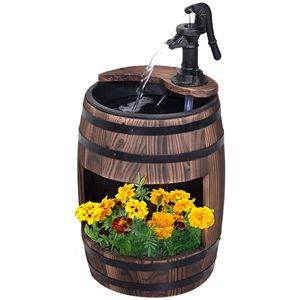 Fontana da Giardino a 2 Livelli in Legno con Design Resistente e Base con Fioriera - Product Image 1