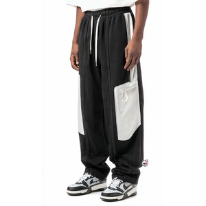 Mens Flare Pants <b>Elastic</b> <b>Waist</b> Drawstring Color Blocked Fashion Side Pockets Breathable Knitted Fabric Casual Style Autumn Wear - Product Image 5