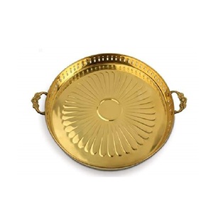 Thali de Pooja traditionnel en laiton avec poignée, assiette Aarti pour Mandir, temple, maison, décoratif, Thali Bhog festif - Product Image 1
