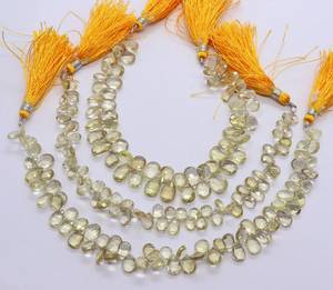 Perles de quartz citron naturel facettées en forme de poire, 5x7MM, 8 pouces, perles de quartz citron naturel en vrac pour bijoux - Product Image 1