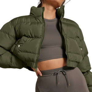 Private Label Clothing Supplier Women Stand Collar Crop <b>Puffer</b> <b>Jacket</b> Oversized fit Women's <b>Cropped</b> Padded Coat Women Outerwear - Product Image 4
