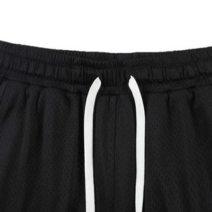 Men's <b>Black</b> Mesh Drawstring Shorts With Side Panels Breathable Sporty Design Mid <b>Waist</b> Knitted Fabric - Product Image 4