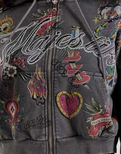 เสื้อฮู้ดดี้ผู้หญิงแบบซิป สไตล์วินเทจ ผ้าฝ้ายเฟรนช์เทอร์รี่ 100% ล้างสีแบบแอซิดวอช ประดับคริสตัล พิมพ์ลายตามสั่ง กระเป๋าขนาดใหญ่พิเศษ ไซส์ XL - Product Image 2