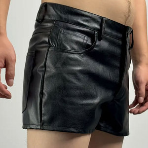 Shorts en cuir véritable pour hommes, fabrication haut de gamme, coupe confortable, look moderne, adaptés à un usage quotidien et en extérieur. - Product Image 3