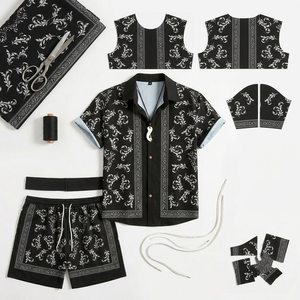 2026Micah Corporation Mens Summer Print Shirt and Shorts <b>Set</b>, Streetwear Two-Piece Outfits Short Sleeve Button Down Matching <b>Set</b> - Product Image 5