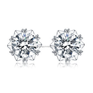 Luxury Gold Plated Round Cut Diamond Stud Earrings Customized VVS Moissanite Cute Style Screw Back for Women-for Parties - Product Image 6