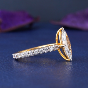 2.06 CT Marquise Cut Lab Grown Diamond Solitaire Ring in 18K Yellow Gold VVS2 Clarity Modern Engagement Jewelry - Product Image 2