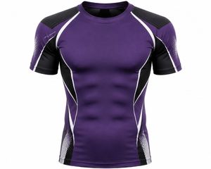 Camiseta Deportiva de Compresión de Manga Corta Azul Marino para Hombre, de Secado Rápido, Corte Ajustado, Cuello Redondo, Tejido de Punto, Color Sólido, 180g, Transpirable - Product Image 5