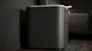 Mesita de Noche Negra Moderna con Tapa de Mármol, 2 Cajones, Mueble Minimalista para Dormitorio, Unidad de Almacenamiento - Product Image 3