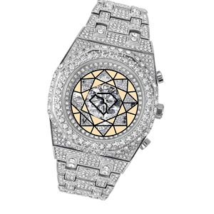 Luxe Diamond Crystal Analog <b>Watch</b> <b>Case</b> Stainless Steel Bracelet Unisex 46mm Dial Deployment Clasp Citizen Movement Eco-Friendly - Product Image 4