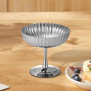 Tazón de Postre con Pedestal de Acero Inoxidable, Recipiente para Helado Plateado con Diseño Acanalado, Tazón Decorativo para Frutas, Plato para Dulces, Tazón para Servir, Centro de Mesa - Product Image 4