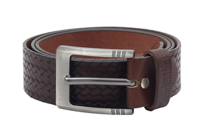 Ceinture pour homme en cuir véritable avec boucle, en cuir pleine fleur, bande de cuir épaisse, large, longue et épaisse, noire - Product Image 6