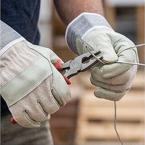 Gants de travail de sécurité en cuir de vachette grainé haute performance avec manchette caoutchoutée pour travaux lourds, haute résistance à l'abrasion - Product Image 4