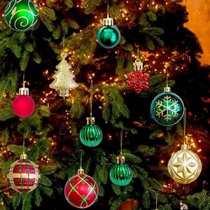 Stripes Flakes <b>Red</b> Green Gold Christmas Tree Balls Festive Xmas Tree Hanging Decoration <b>Ornaments</b> - Product Image 3