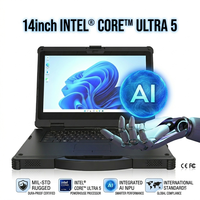 Portátil Robusto de 14 Pulgadas, Resistente al Agua IP65, Intel Core Ultra 5 125H, Reemplazo de DDR y SSD, 1000nits, Batería Dual Intercambiable en Caliente, Windows 11 Pro