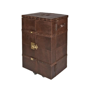 Armoire de rangement en cuir, design classique, accessoires de bar, porte-bouteilles de vin, personnalisé, fait main, pour la maison et le café - Product Image 1