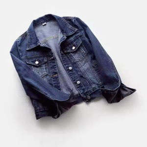 Women's <b>Denim</b> Jacket Trendy Spring Fall Cropped or Oversized Jean <b>Coat</b> with Long Sleeves Button-Up Korean Style Casual Outwear - Product Image 5