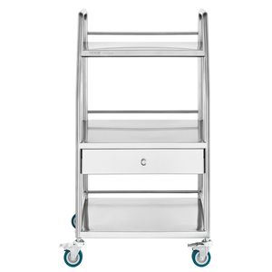 Carrito de Laboratorio de 3 Niveles, Carrito Rodante de Acero Inoxidable con Cajón y Ruedas Bloqueables, Carrito de Servicio Dental - Product Image 1