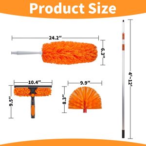 4-Pack 12FT High Reach Microfiber <b>Duster</b> Kit for <b>Cleaning</b> Home Outdoor Ceiling Fans with Chenille Handle - Product Image 2