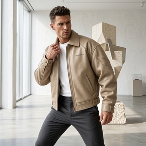 Custom <b>Mens</b> <b>Brown</b> <b>Leather</b> <b>Jacket</b> Vintage Textured High Collar Motorcycle Biker <b>Jacket</b> Luxury Streetwear Coat OEM ODM Manufacture - Product Image 3