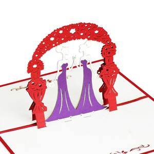 Tarjeta de Felicitación 3D Pop-Up Hecha a Mano para Boda, Versión Femenina, Tarjeta Pop-Up 3D para Boda, Sobre de Papel Artesanal - Product Image 2