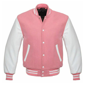 <b>White</b> Leather Sleeves Baseball Logo Embossed Letterman Wool Bomber Varsity <b>Jackets</b> for <b>Men</b> Woven Varsity <b>Jacket</b> with OEM - Product Image 3